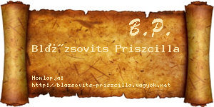 Blázsovits Priszcilla névjegykártya